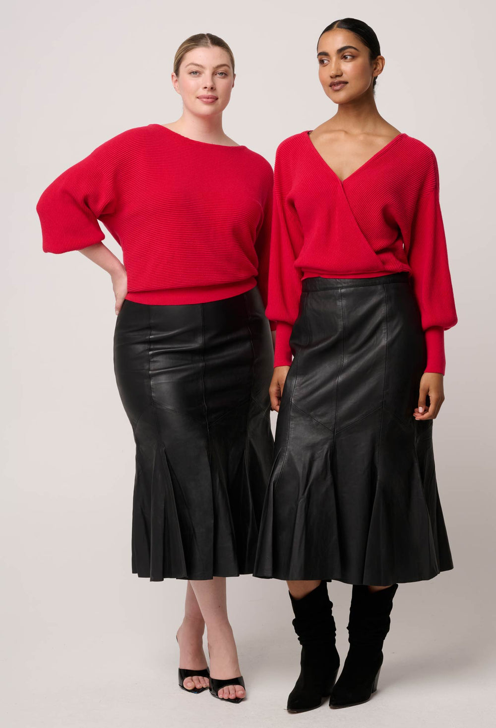 Clarissa Merino Wool Reversible Knit Top in Rouge