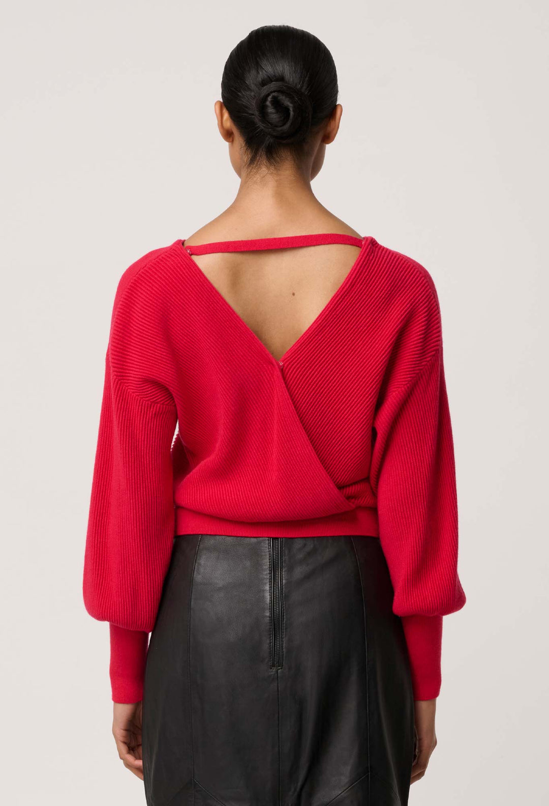 Clarissa Merino Wool Reversible Knit Top in Rouge