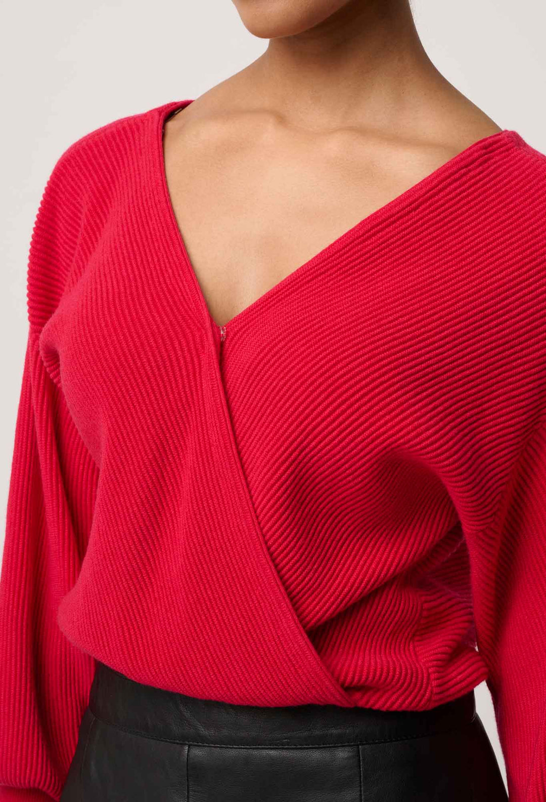 Clarissa Merino Wool Reversible Knit Top in Rouge
