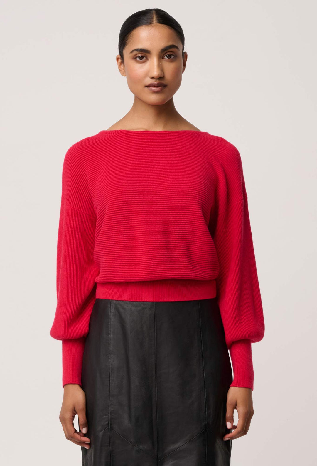 Clarissa Merino Wool Reversible Knit Top in Rouge