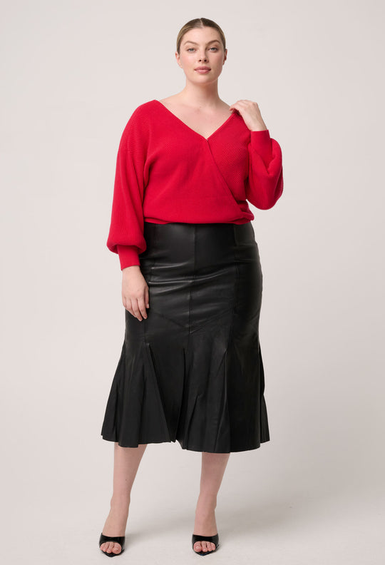 Clarissa Merino Wool Reversible Knit Top in Rouge