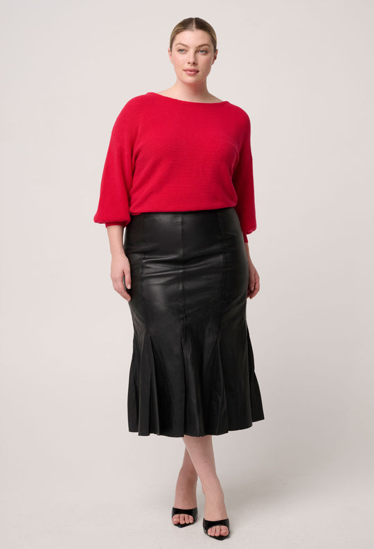 Clarissa Merino Wool Reversible Knit Top in Rouge
