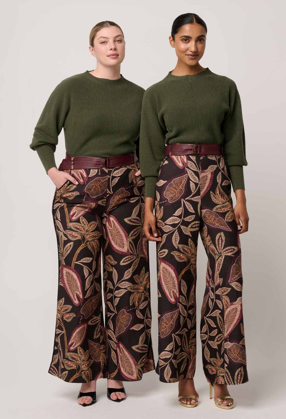 OnceWas Roselle Cotton Cashmere Knit Top in Winter Moss