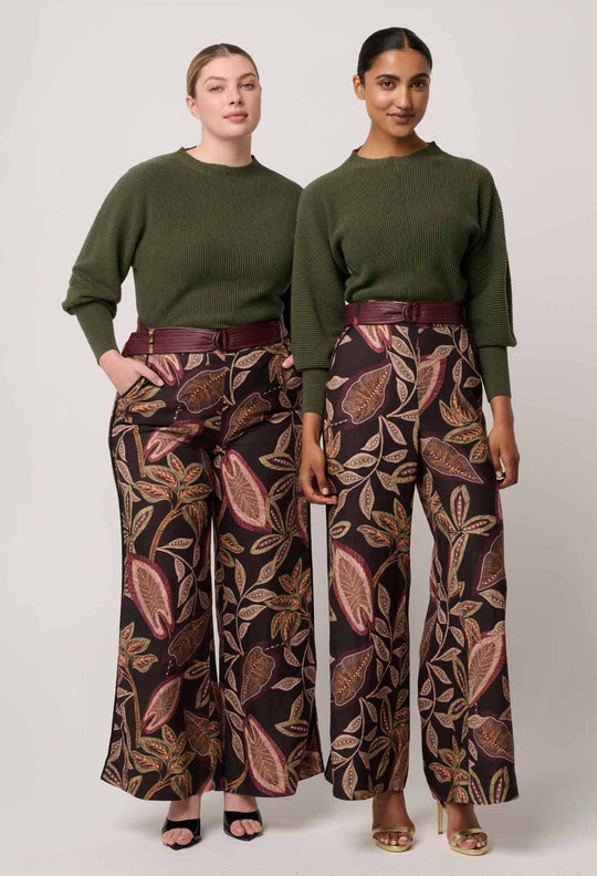 OnceWas Roselle Cotton Cashmere Knit Top in Winter Moss