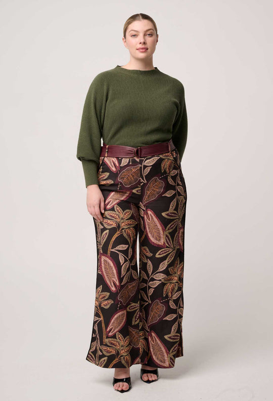 OnceWas Roselle Cotton Cashmere Knit Top in Winter Moss