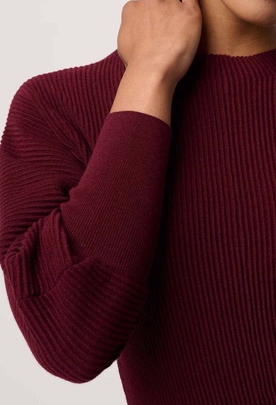 OnceWas Roselle Merino Wool Blend Knit Top in Bordeaux