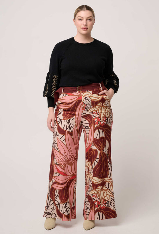 OnceWas Arden Merino Wool Blend Jacquard Knit Top in Black Braid