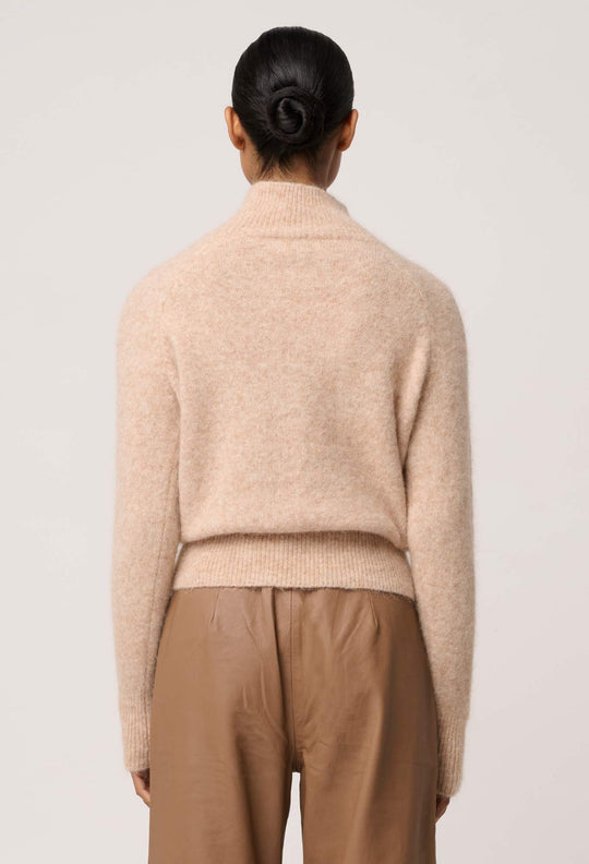 Savanna Alpaca Wool Blend Fluffy Sweater in Almond