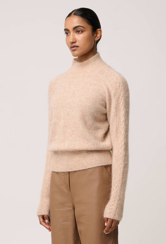 Savanna Alpaca Wool Blend Fluffy Sweater in Almond