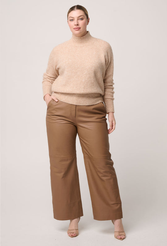 Savanna Alpaca Wool Blend Fluffy Sweater in Almond