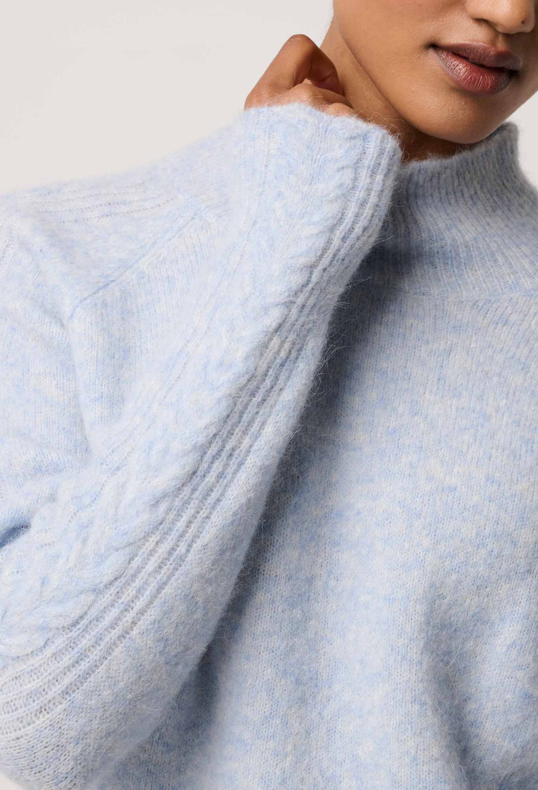 OnceWas Savanna Alpaca Blend Fluffy Sweaters in Blue Frost