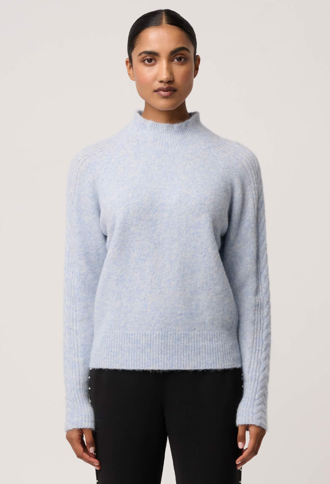 OnceWas Savanna Alpaca Blend Fluffy Sweaters in Blue Frost