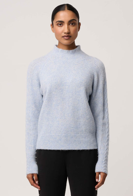 OnceWas Savanna Alpaca Blend Fluffy Sweaters in Blue Frost