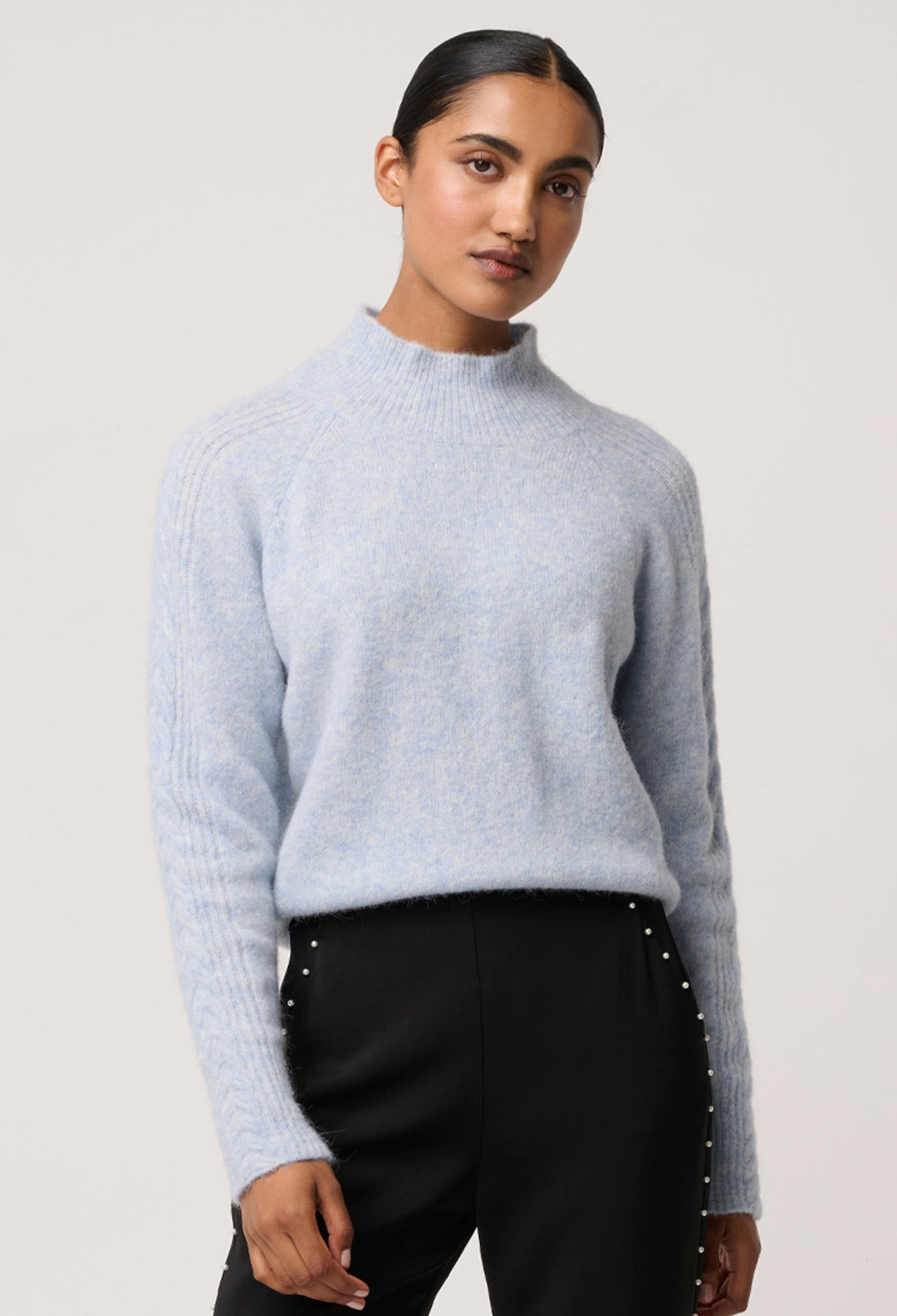 OnceWas Savanna Alpaca Blend Fluffy Sweaters in Blue Frost