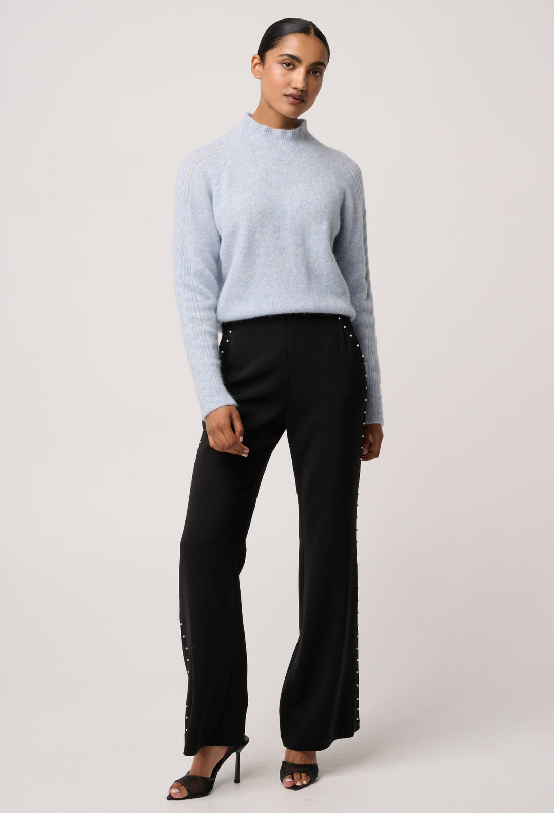 OnceWas Savanna Alpaca Blend Fluffy Sweaters in Blue Frost