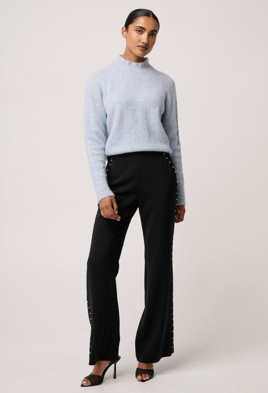 OnceWas Savanna Alpaca Blend Fluffy Sweaters in Blue Frost
