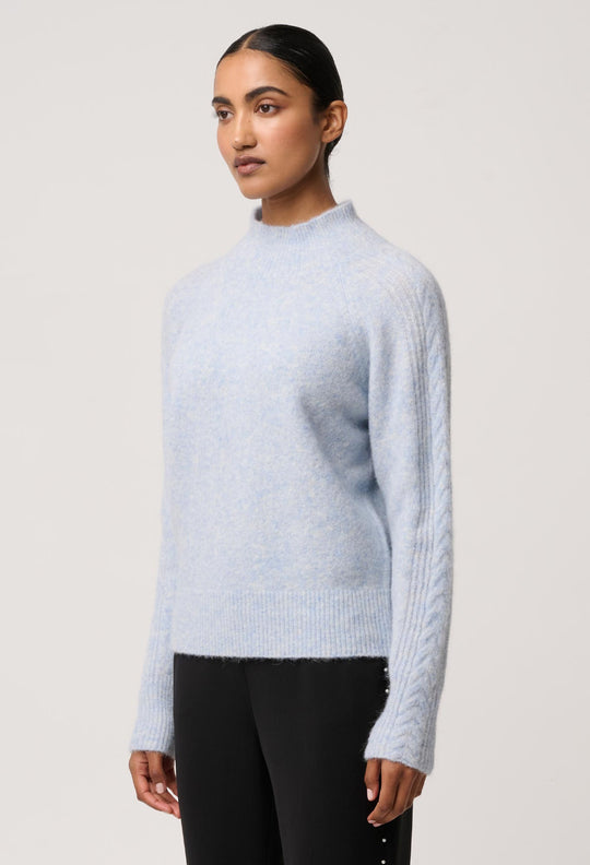 OnceWas Savanna Alpaca Blend Fluffy Sweaters in Blue Frost