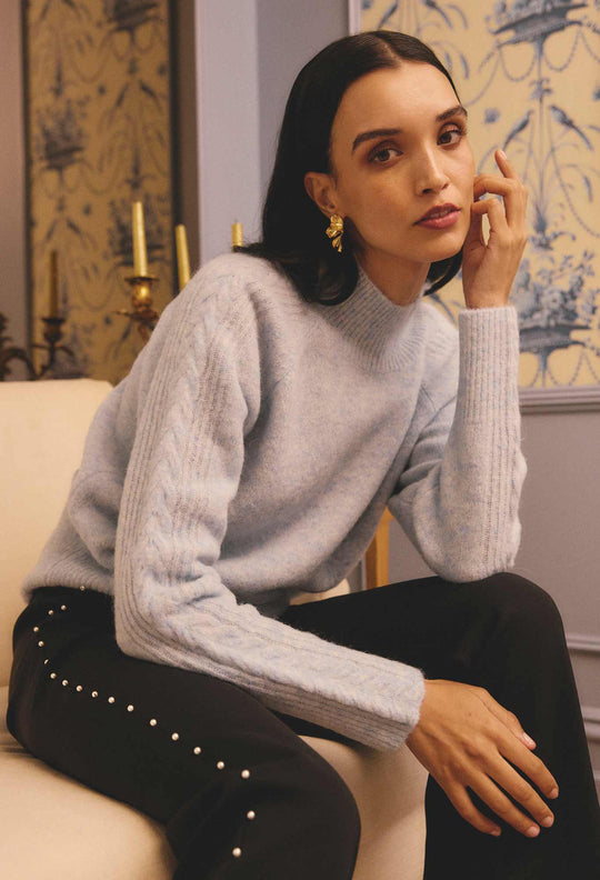 OnceWas Savanna Alpaca Blend Fluffy Sweaters in Blue Frost