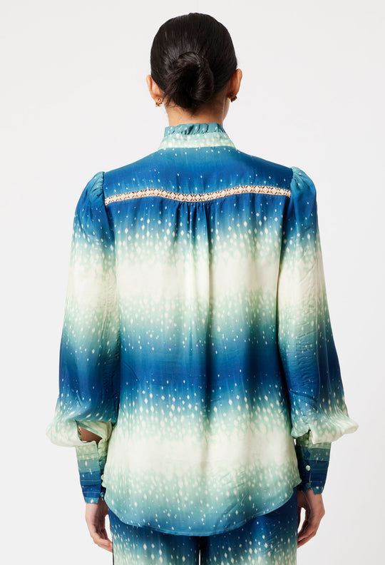 OnceWas Florence Cupro Viscose Shirt in Galaxy Print