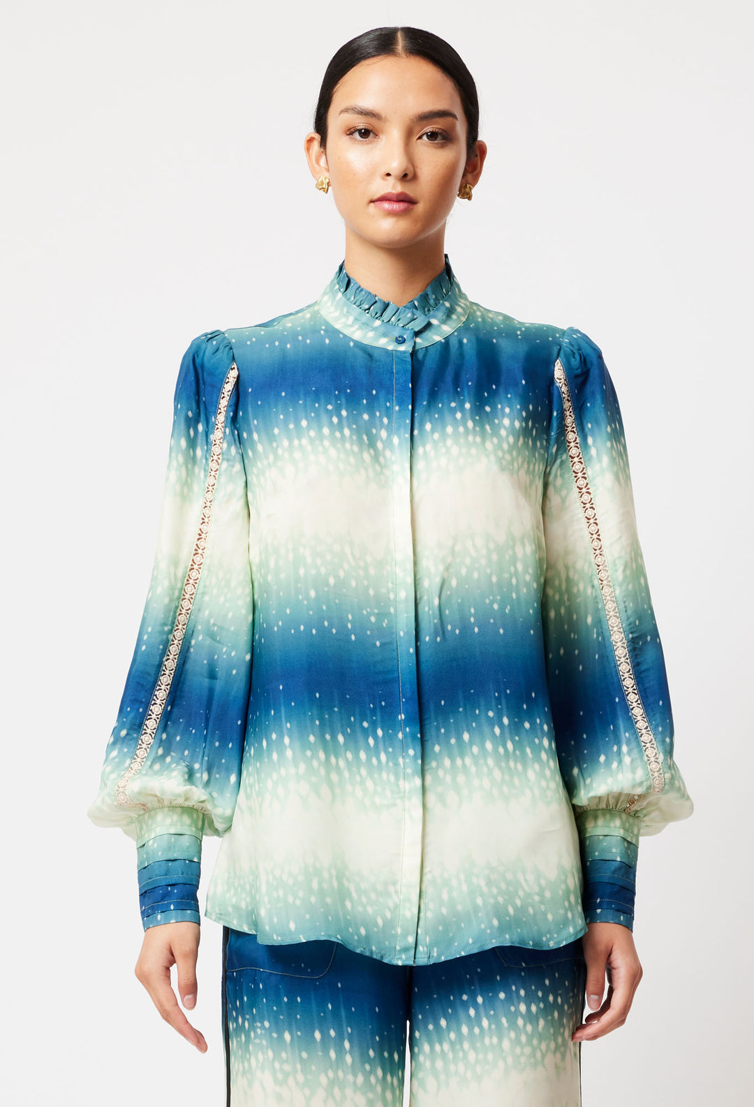 OnceWas Florence Cupro Viscose Shirt in Galaxy Print