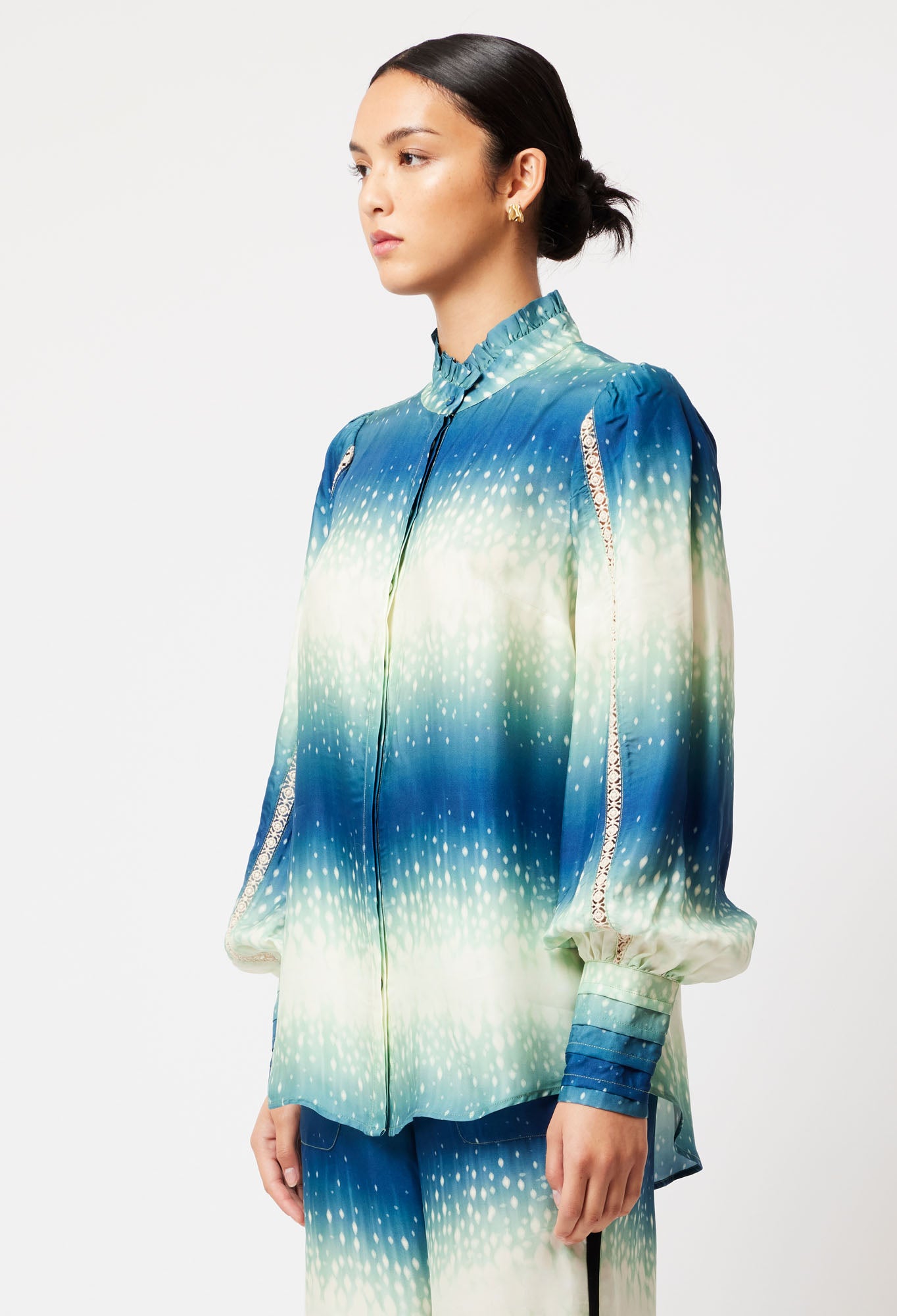 OnceWas Florence Cupro Viscose Shirt in Galaxy Print
