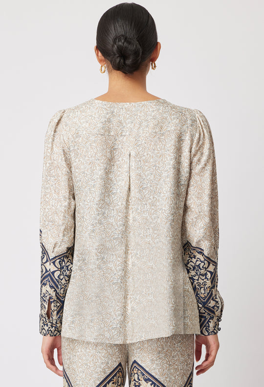 OnceWas Bedouin Cupro/Viscose Top in Nomad Mosaic