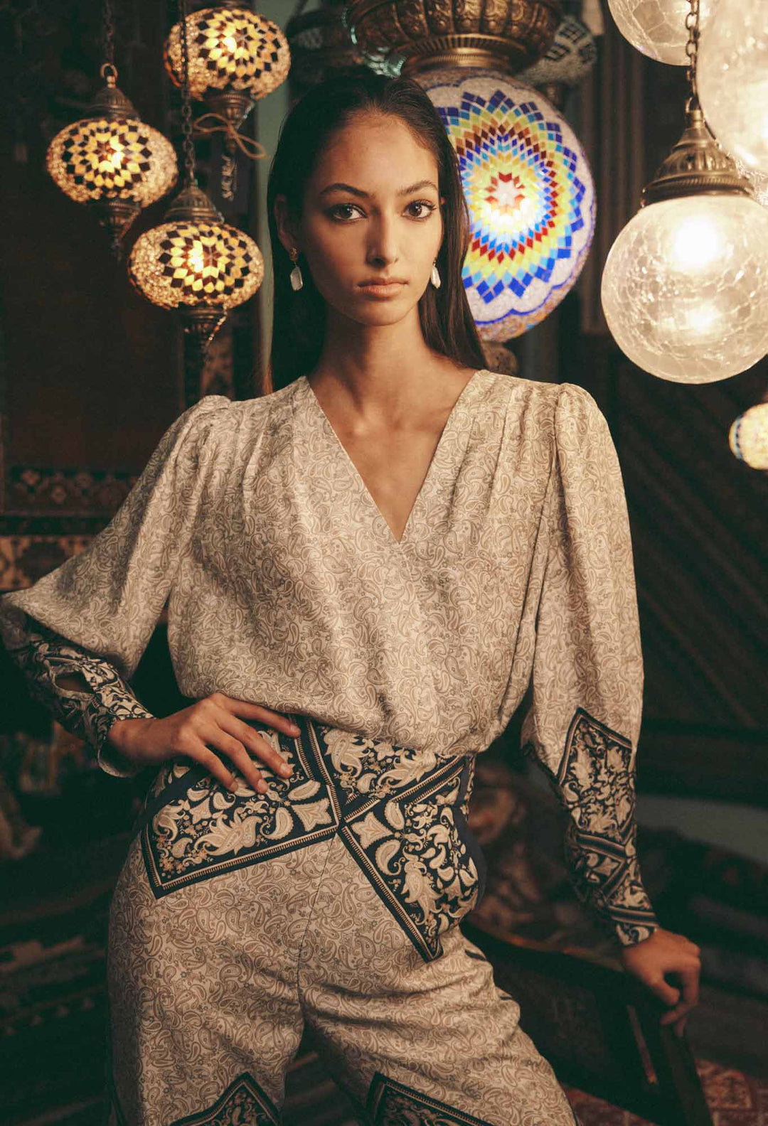 OnceWas Bedouin Cupro/Viscose Top in Nomad Mosaic