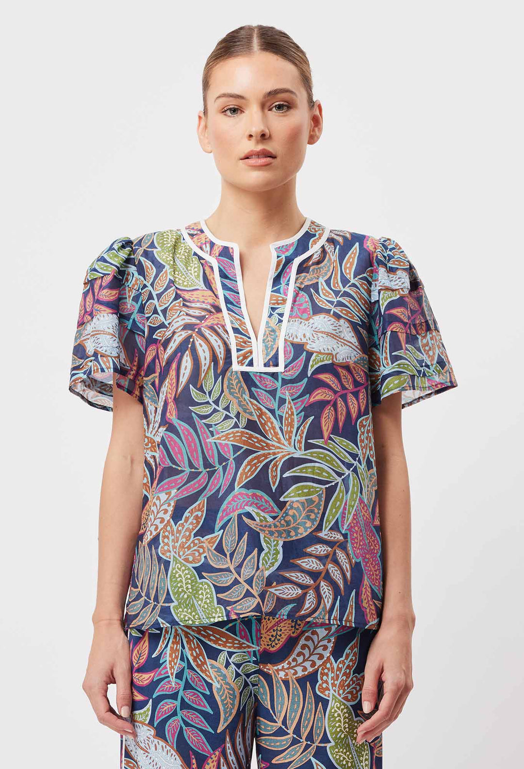 OnceWas Deity Cotton Silk Top in Fiesta Tropico