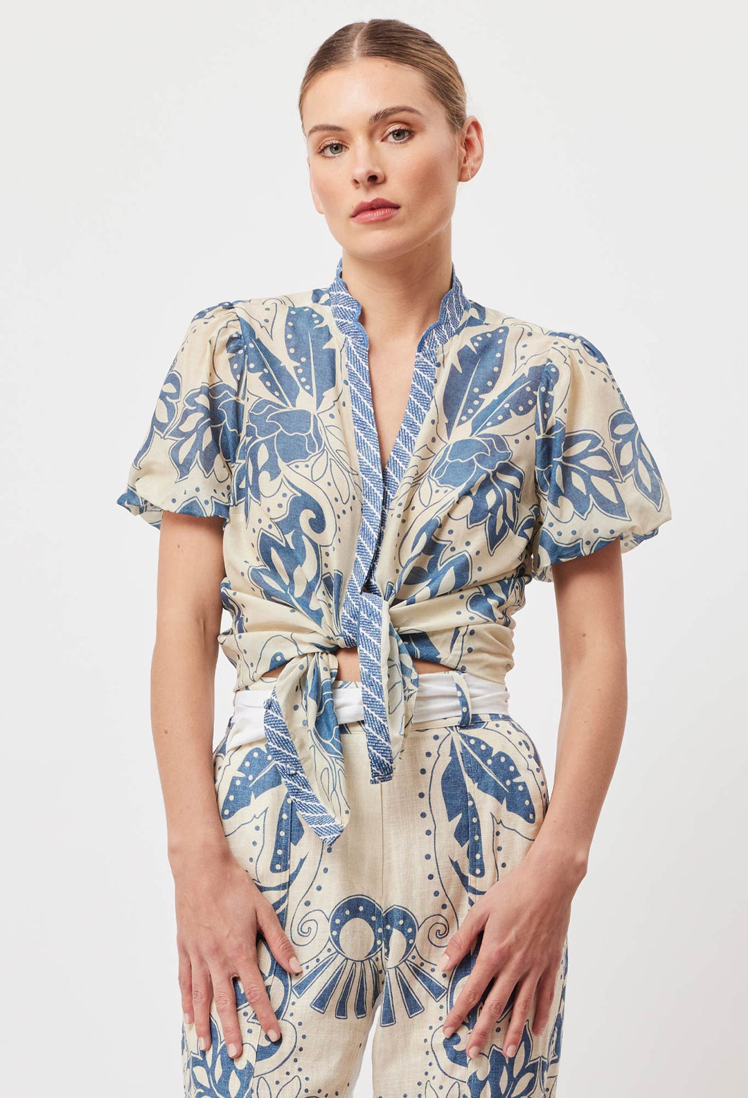 OnceWas Tulum Cotton Silk Shirt in Del Sol Azure