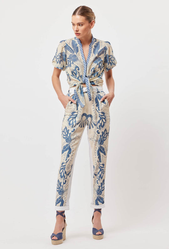 OnceWas Tulum Cotton Silk Shirt in Del Sol Azure