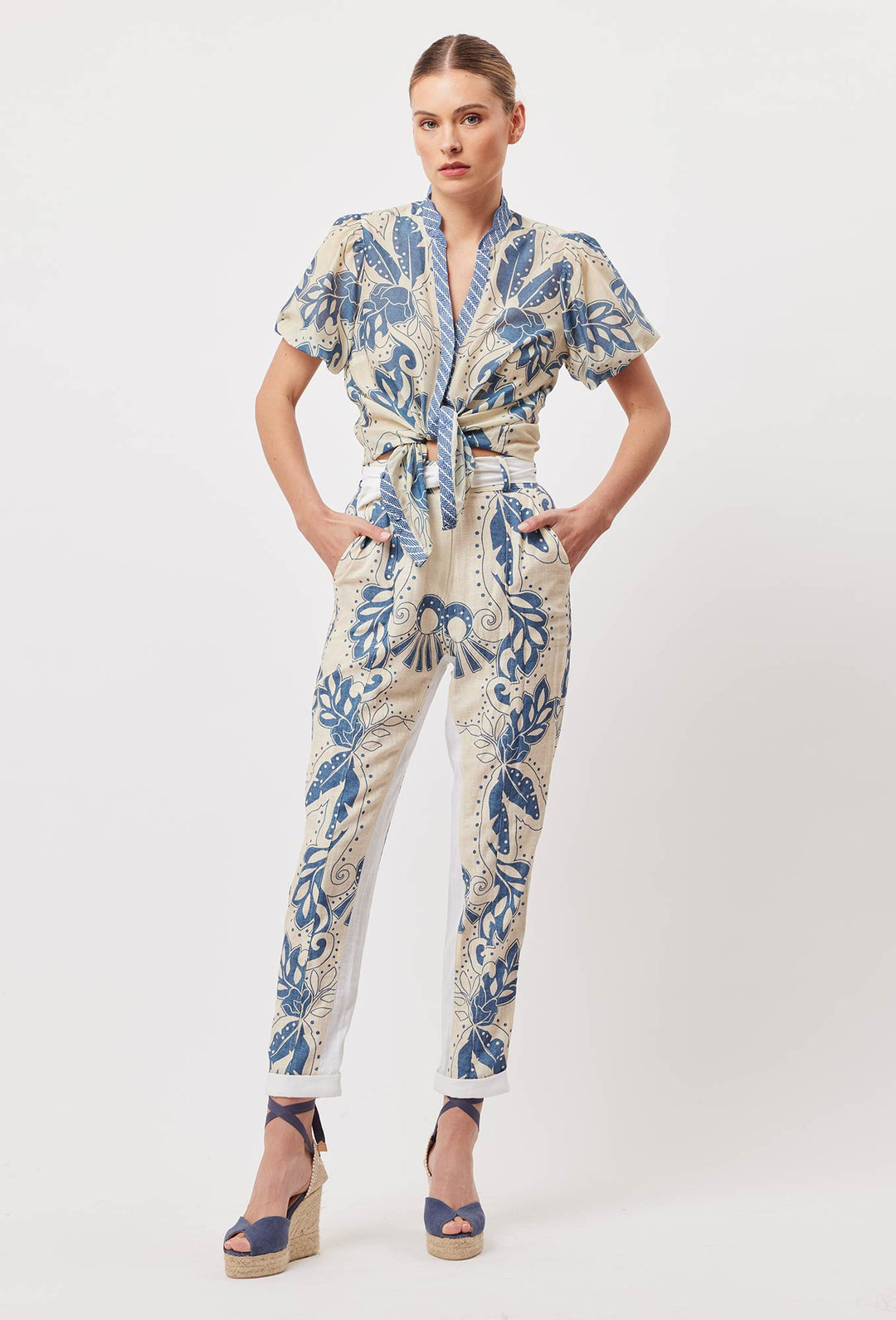 OnceWas Tulum Cotton Silk Shirt in Del Sol Azure