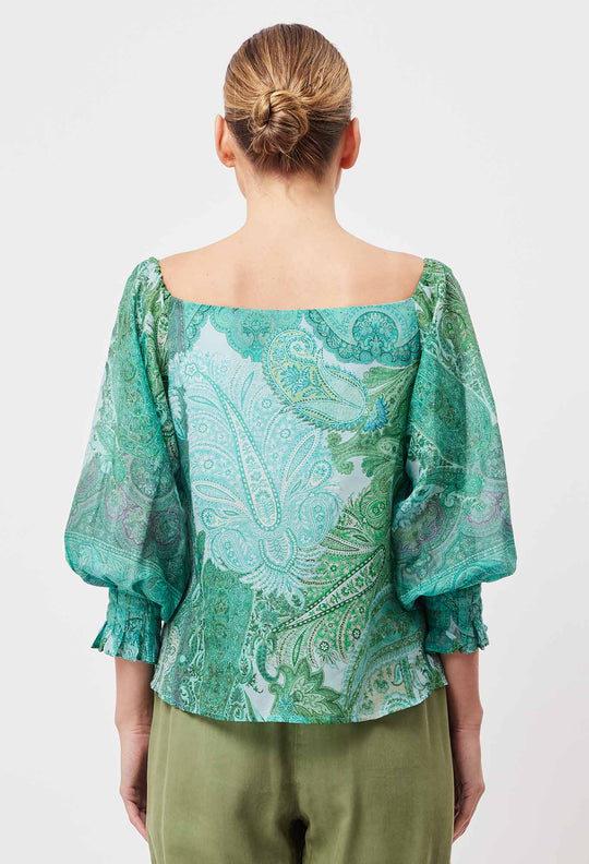 Discovery Cotton Silk Top in Jade Exotic