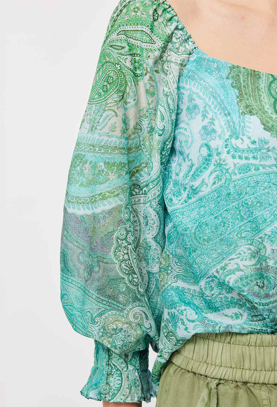 Discovery Cotton Silk Top in Jade Exotic