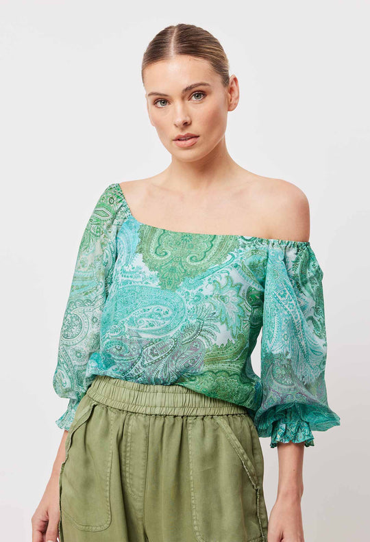 Discovery Cotton Silk Top in Jade Exotic