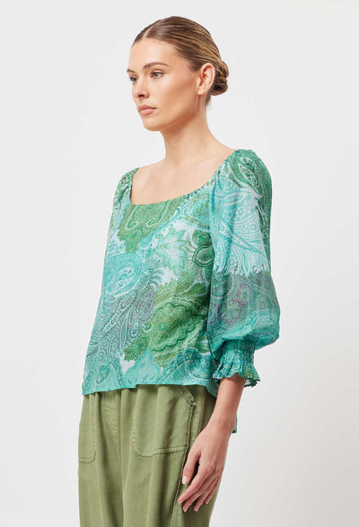 Discovery Cotton Silk Top in Jade Exotic