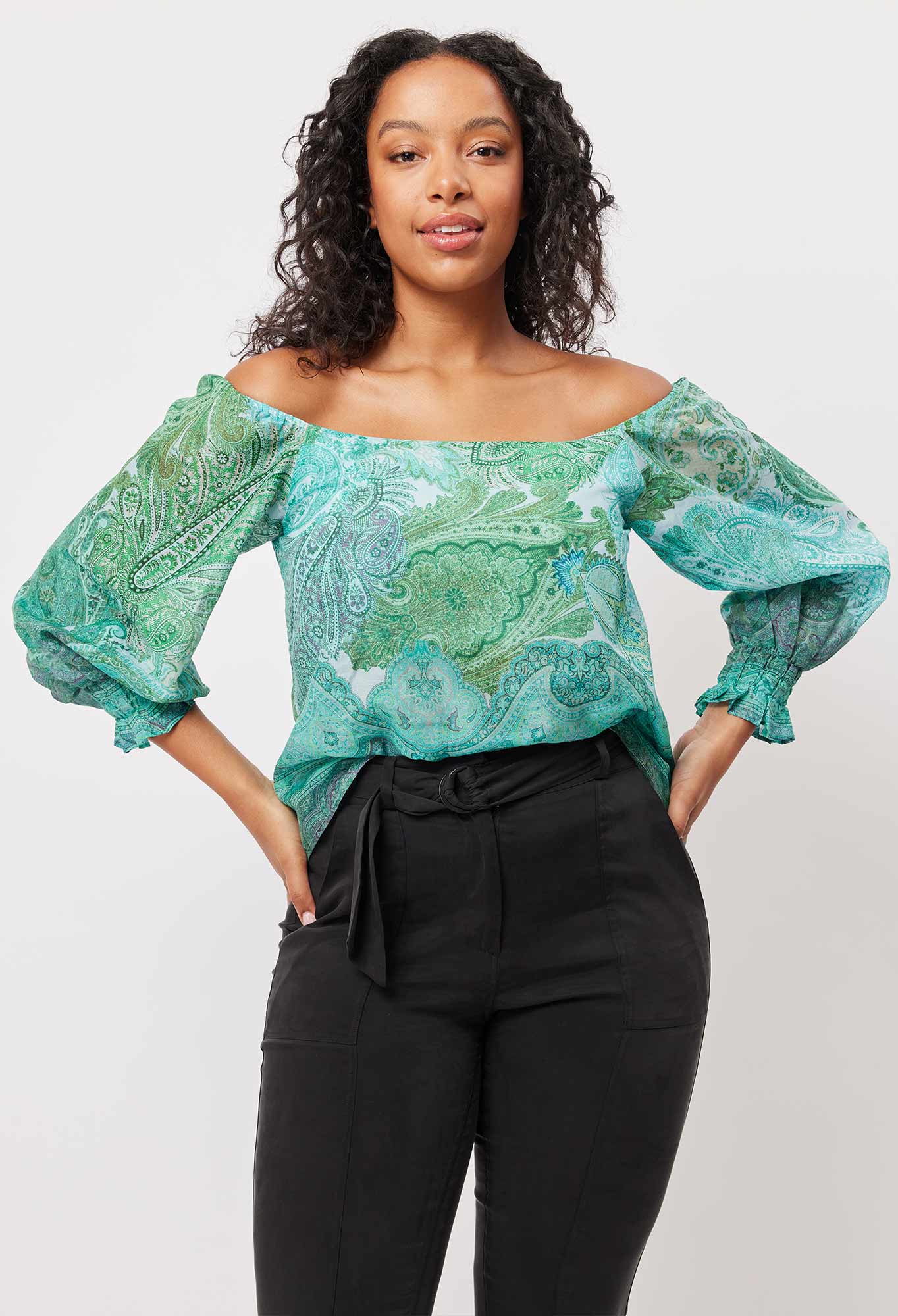 Discovery Cotton Silk Top in Jade Exotic
