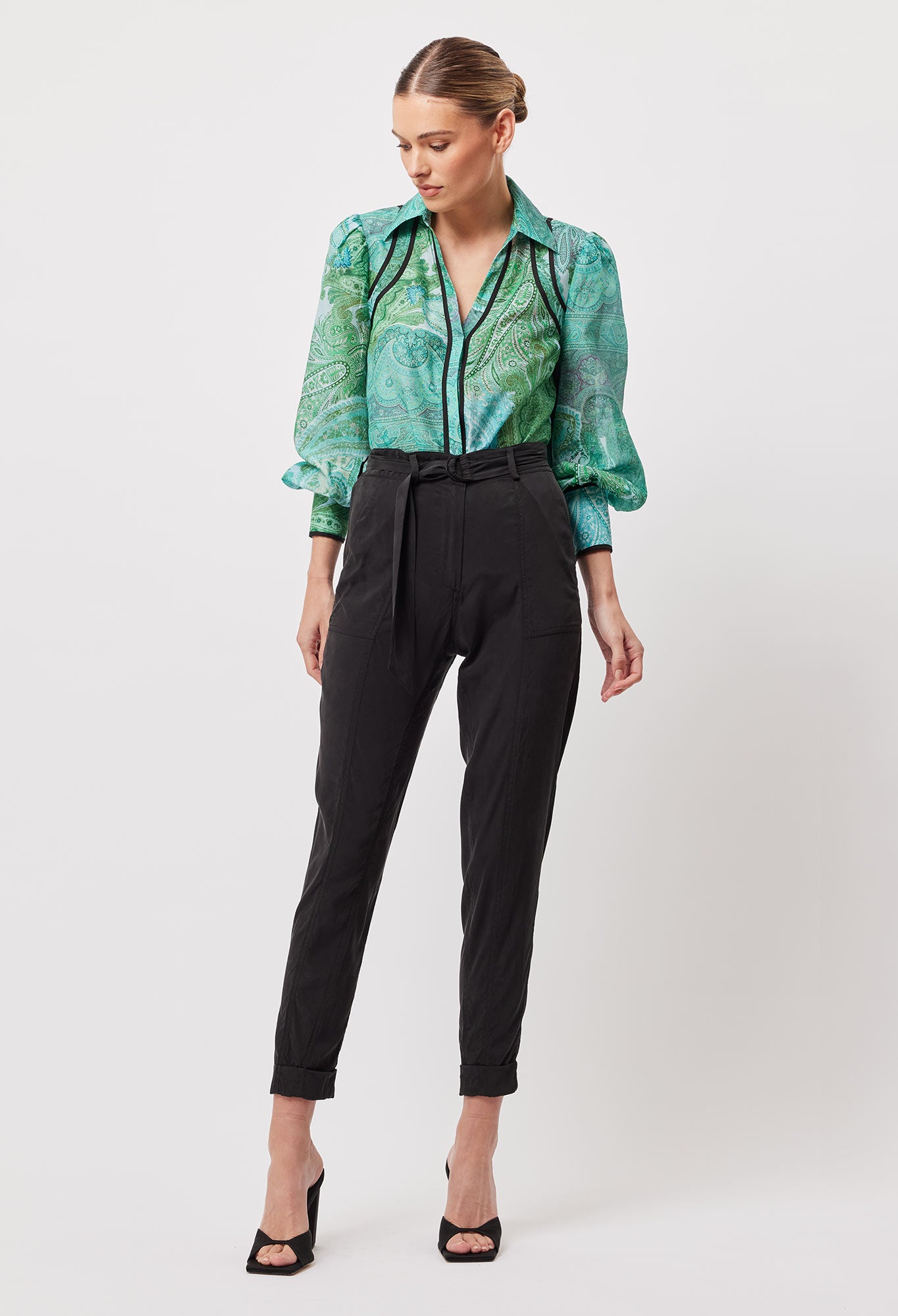 OnceWas Odyssey Cotton Silk Shirt in Jade Exotic