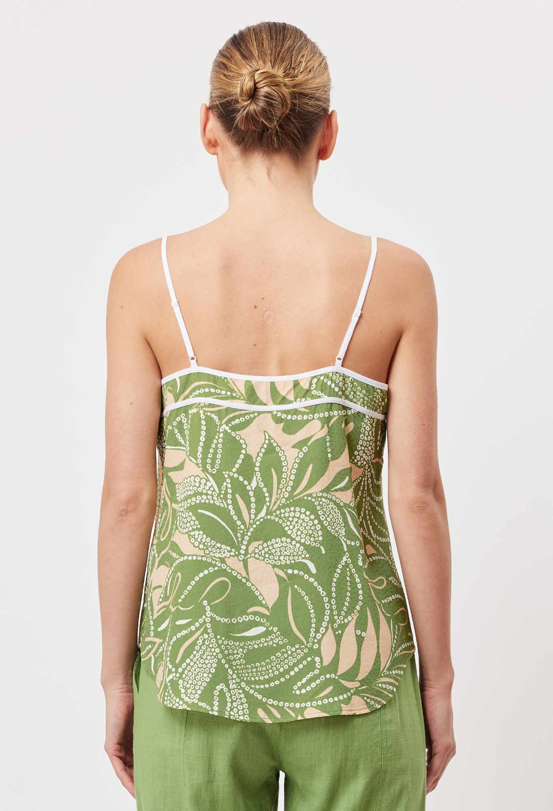 OnceWas Panama Viscose Dobby Cami in Jungle Tropico