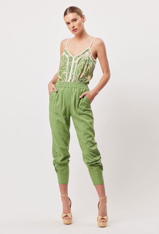 OnceWas Panama Viscose Dobby Cami in Jungle Tropico