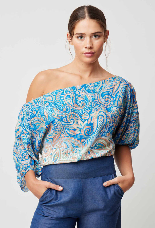 OnceWas Positano Viscose Top in Capri Paisley