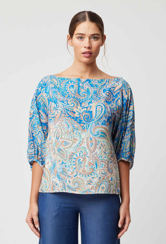 OnceWas Positano Viscose Top in Capri Paisley