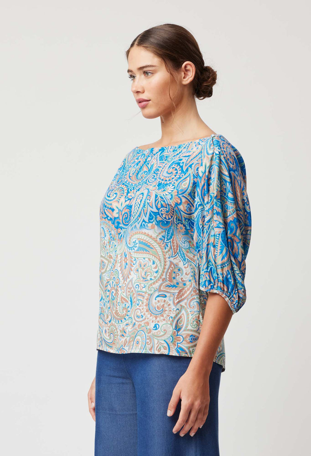 OnceWas Positano Viscose Top in Capri Paisley