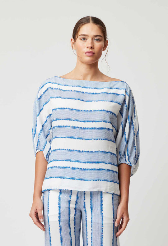 OnceWas Positano Viscose Top in Sorrento Stripe