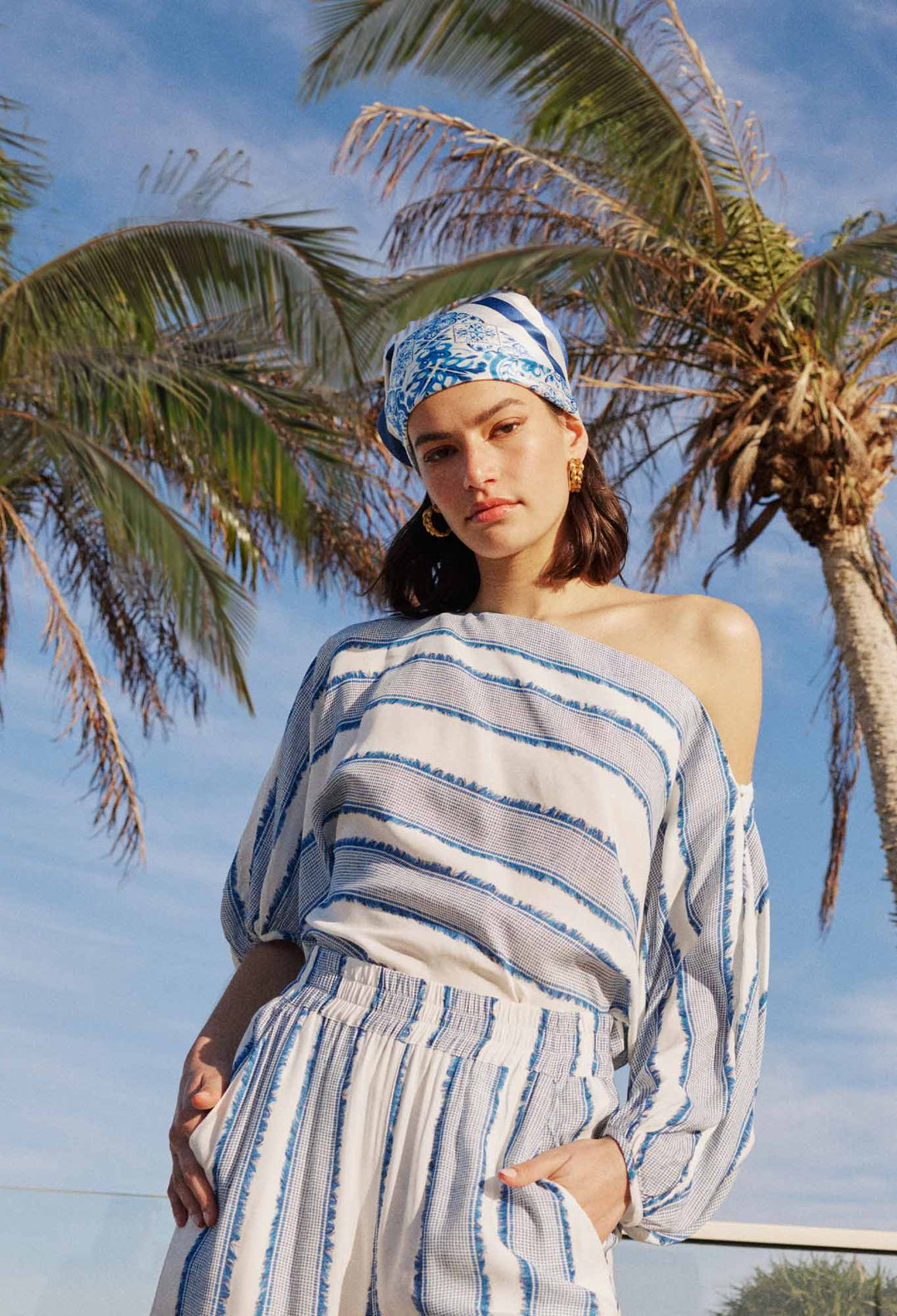 OnceWas Positano Viscose Top in Sorrento Stripe