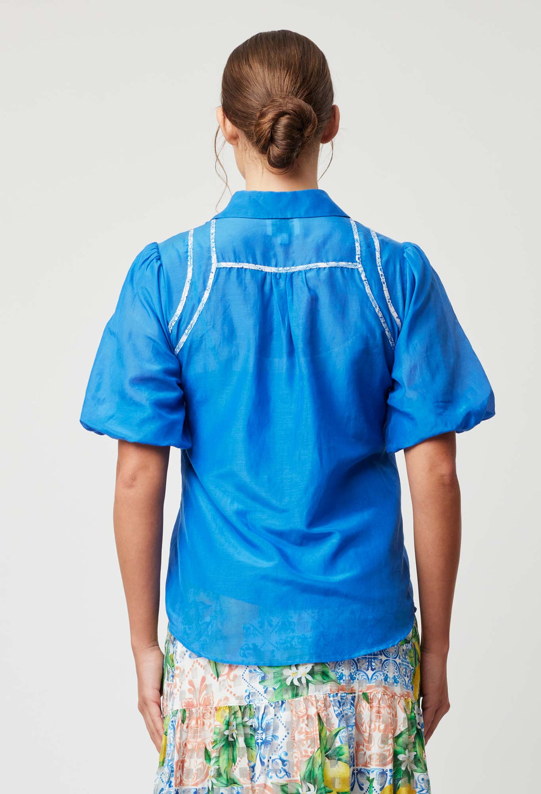 OnceWas Nerano Cotton Silk Shirt in Azure