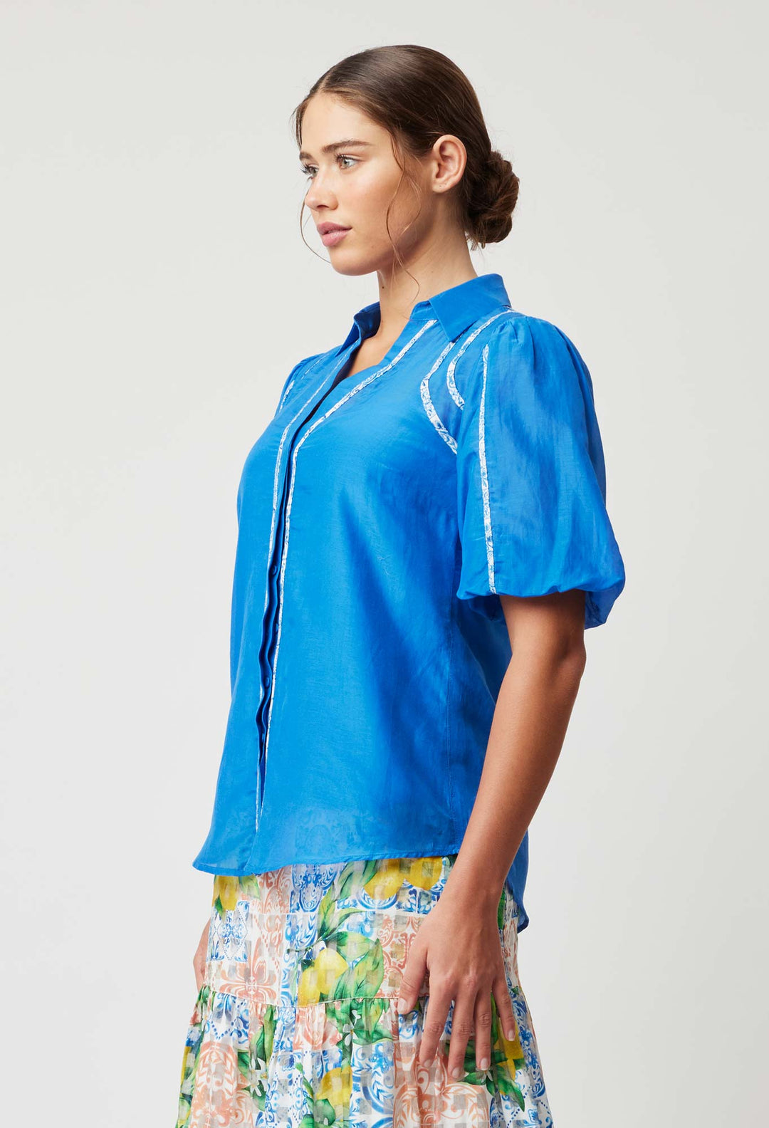 OnceWas Nerano Cotton Silk Shirt in Azure