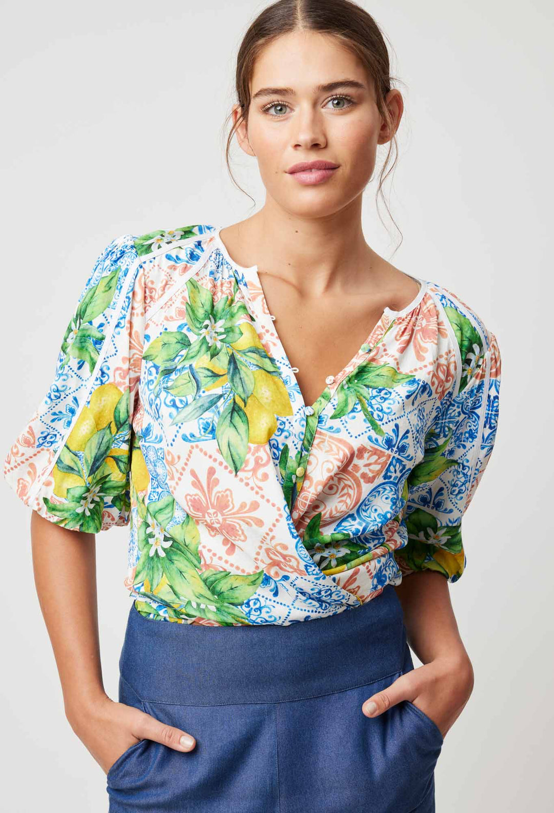 OnceWas Paradiso Viscose Sobby Top in Limonata