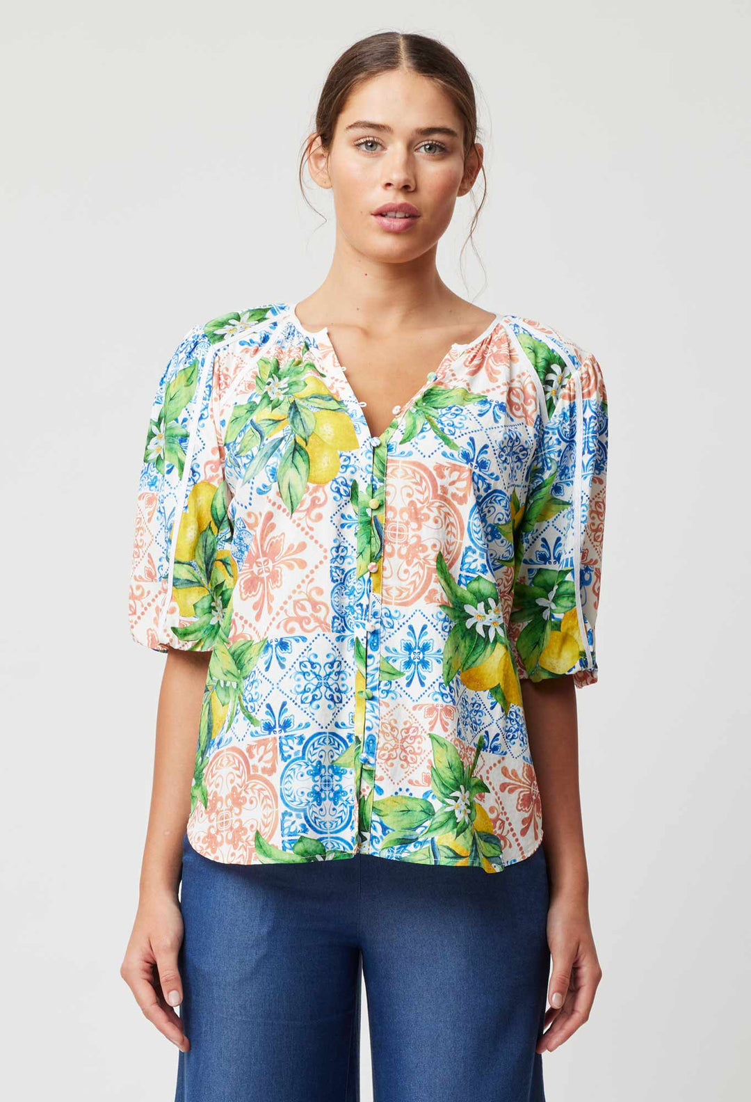 OnceWas Paradiso Viscose Sobby Top in Limonata