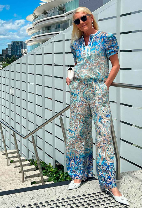 OnceWas Positano Viscose Pant in Capri Paisley Print