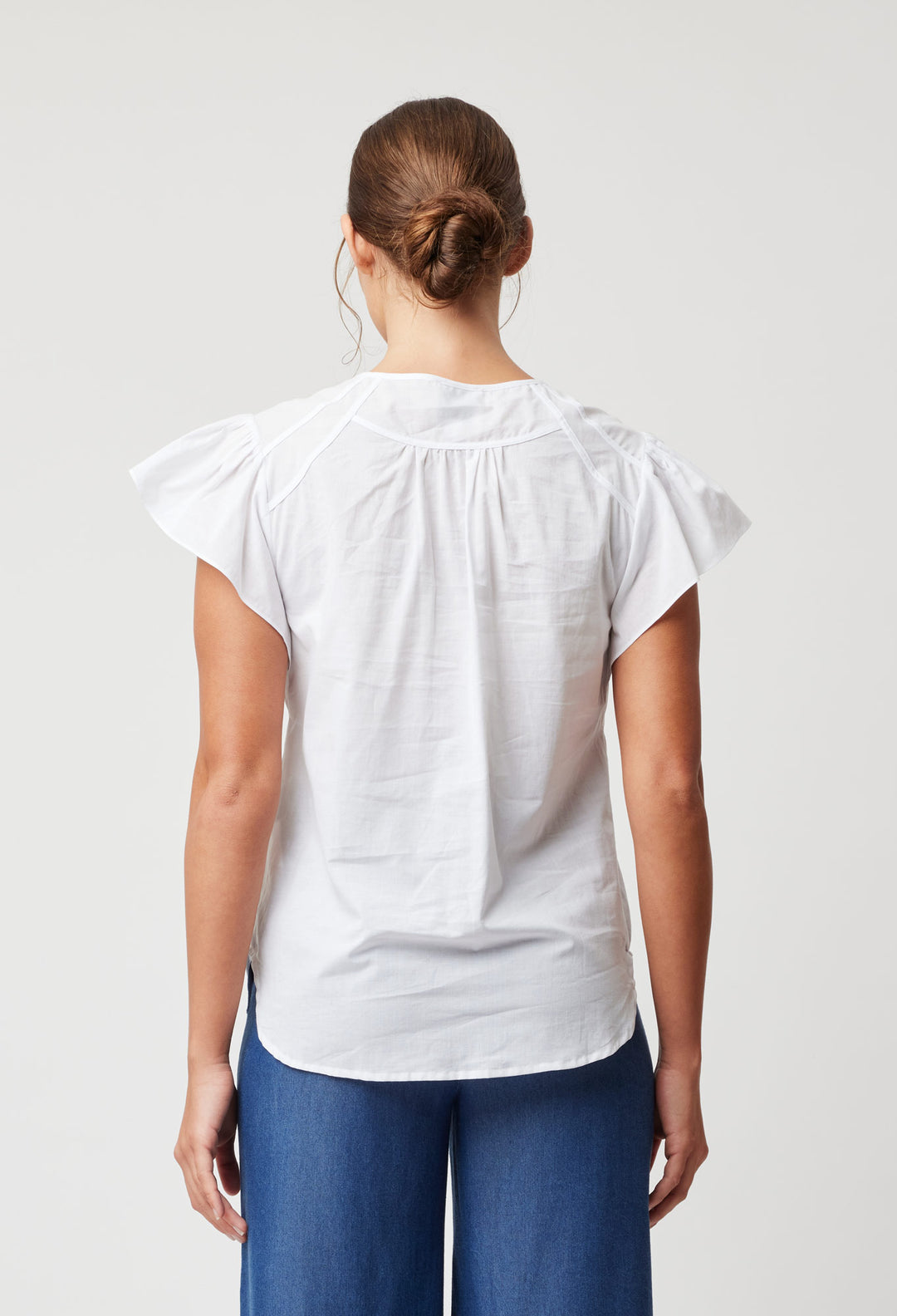 OnceWas Scala Embroidered Cotton Top in White